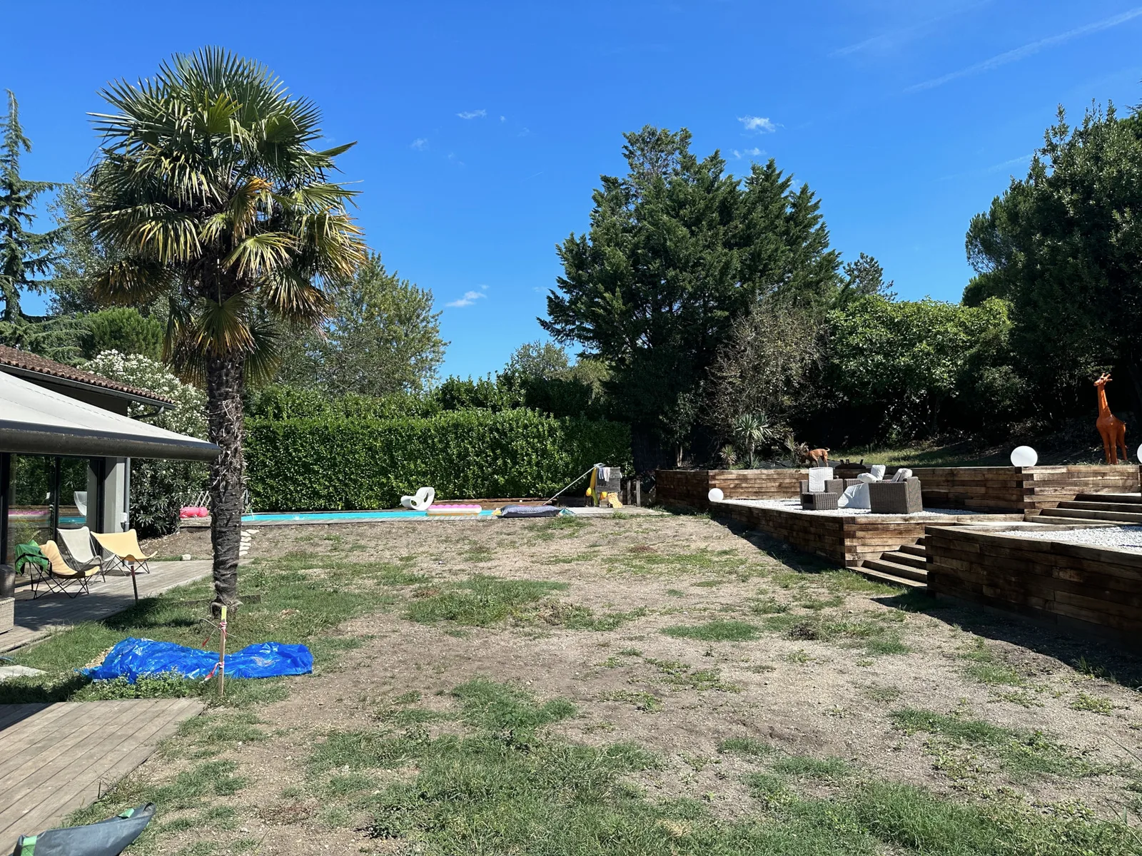 Garden before recomposition, ageing landscaping